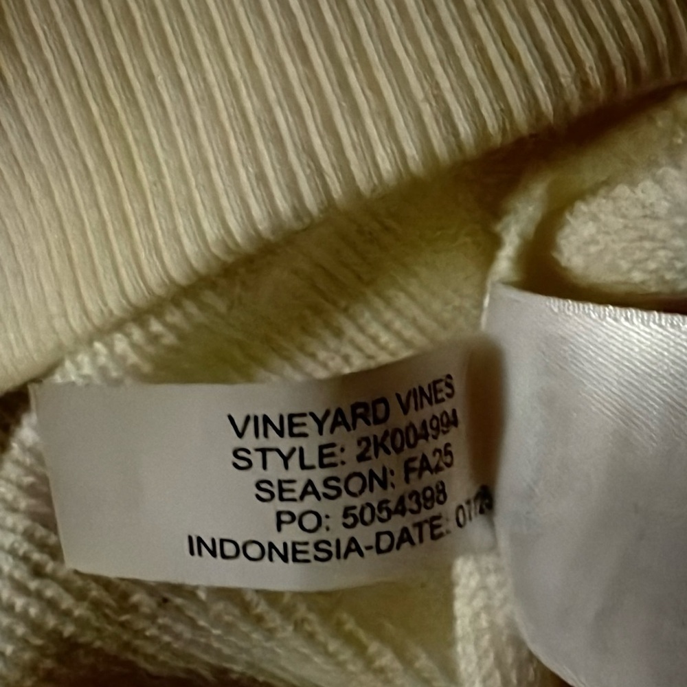 Vineyard Vines Cream Pullover with Pale Pink Logo - Picture 6 of 6